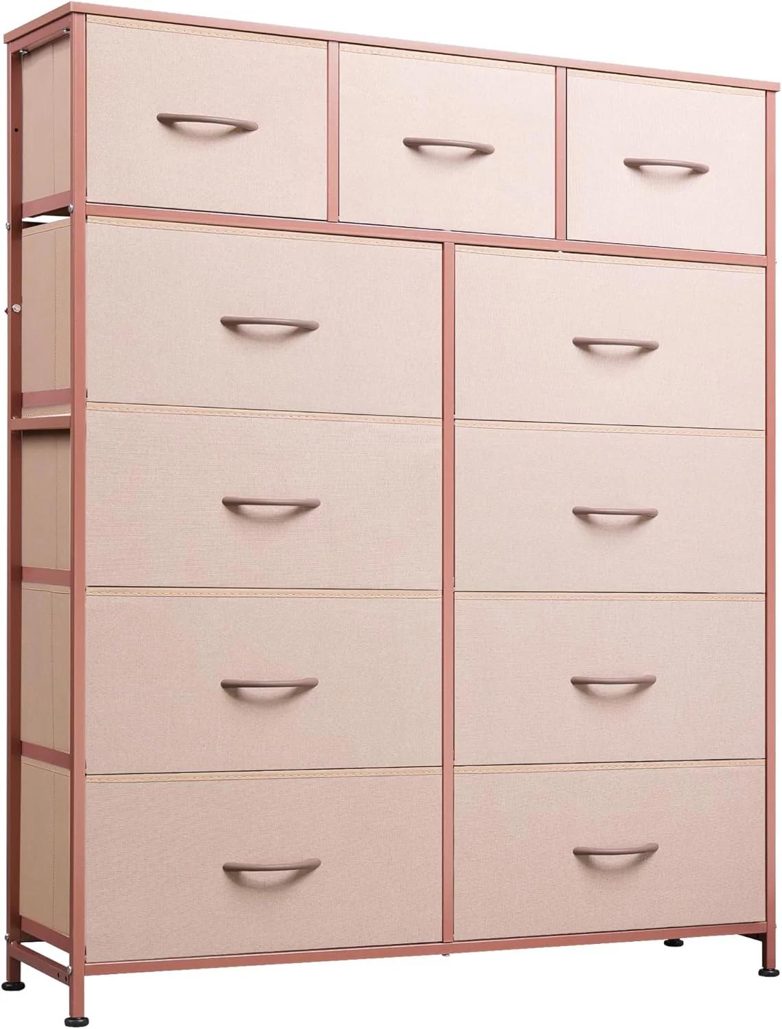 Storage Organizer Unit with 11 Fabric Bins, Storage Drawers Organizer with Steel Frame, Tall Storage Tower Organizaton
