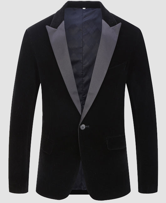 Glamorous Plain Velvet Lapel Collar One Botton Blazer