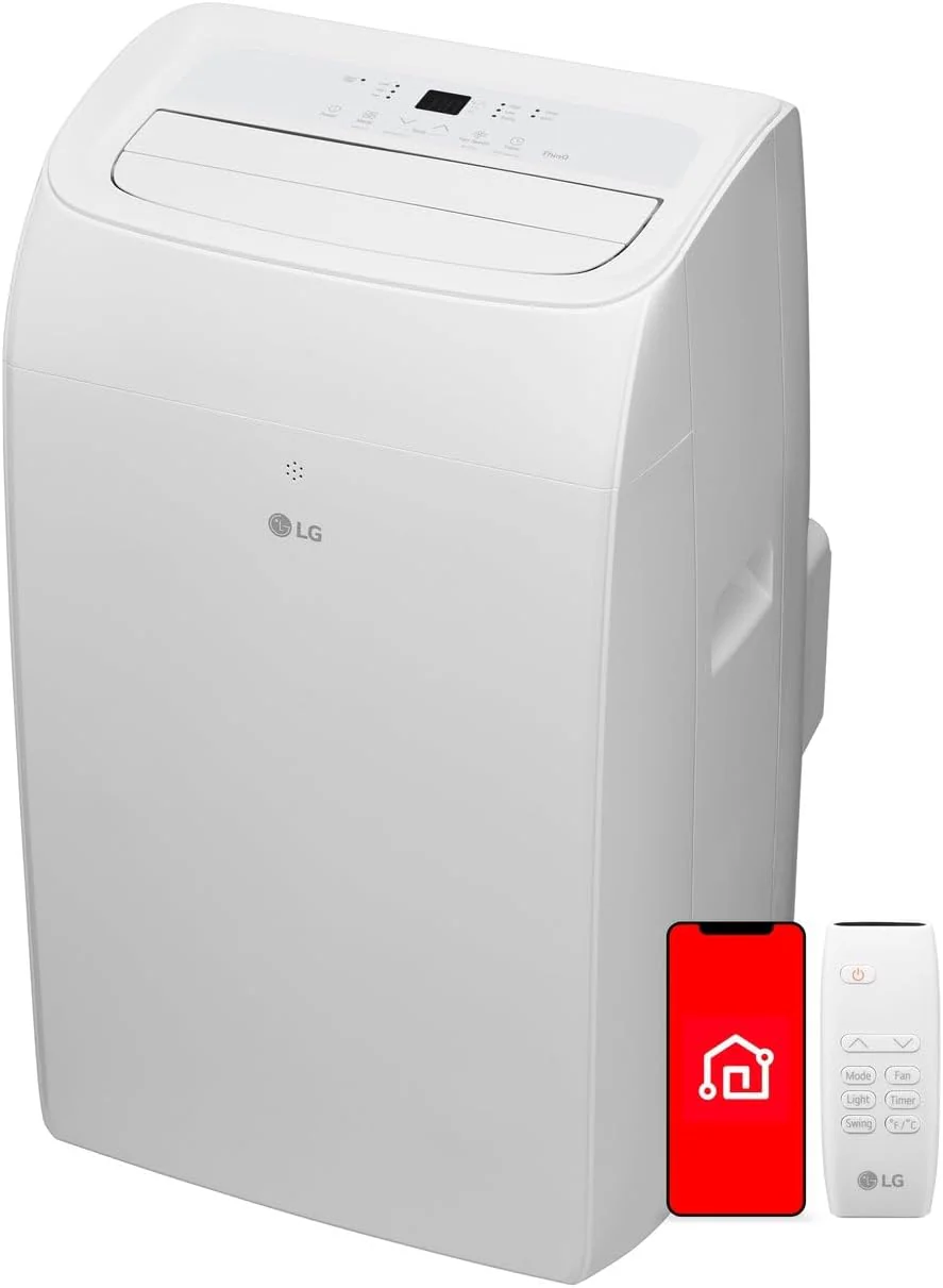 LG 8,350 BTU (DOE) / 12,000 BTU (ASHRAE) Smart Portable Air Conditioner, Cools 350 Sq.Ft. (14' x 25' room size),Smartphone & Voice Control works with LG ThinQ, Amazon Alexa and Hey Google, 115V