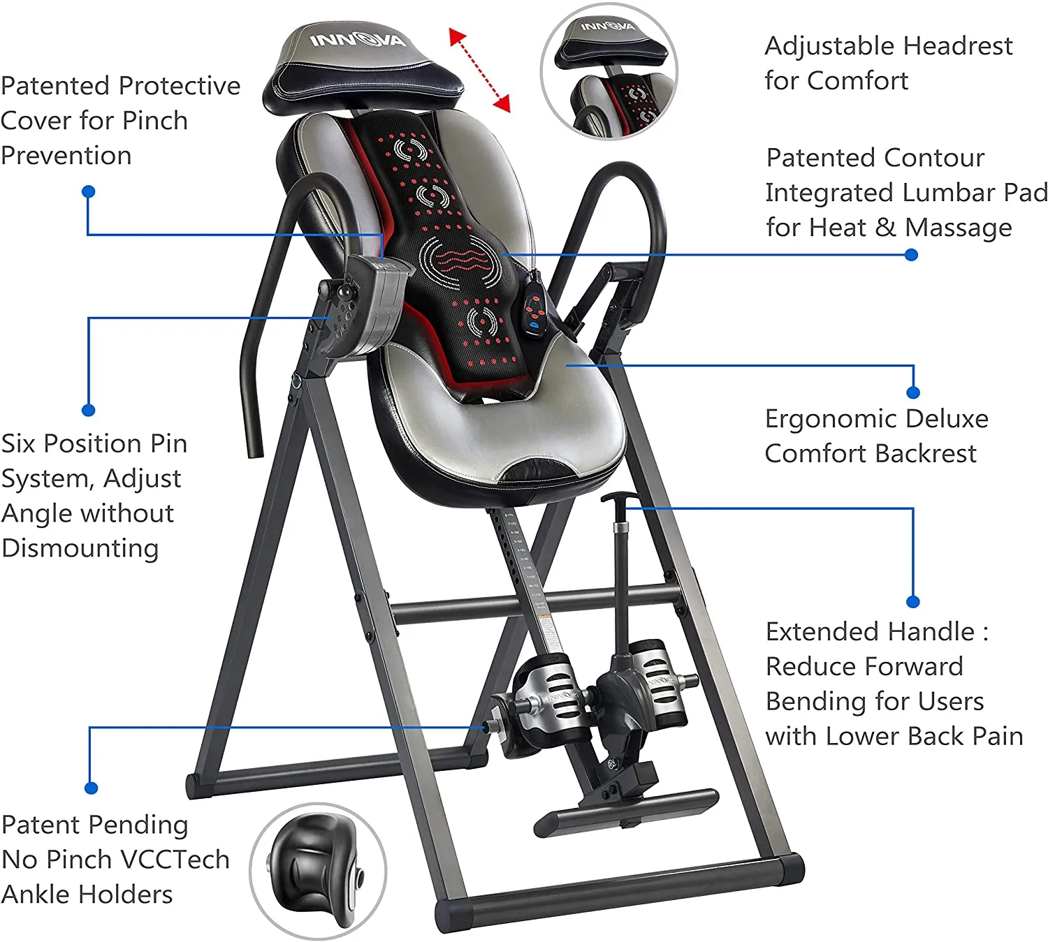 INNOVA HEALTH AND FITNESS ITM5900 Advanced Heat and Massage Inversion Table sgtnighsdesigns
