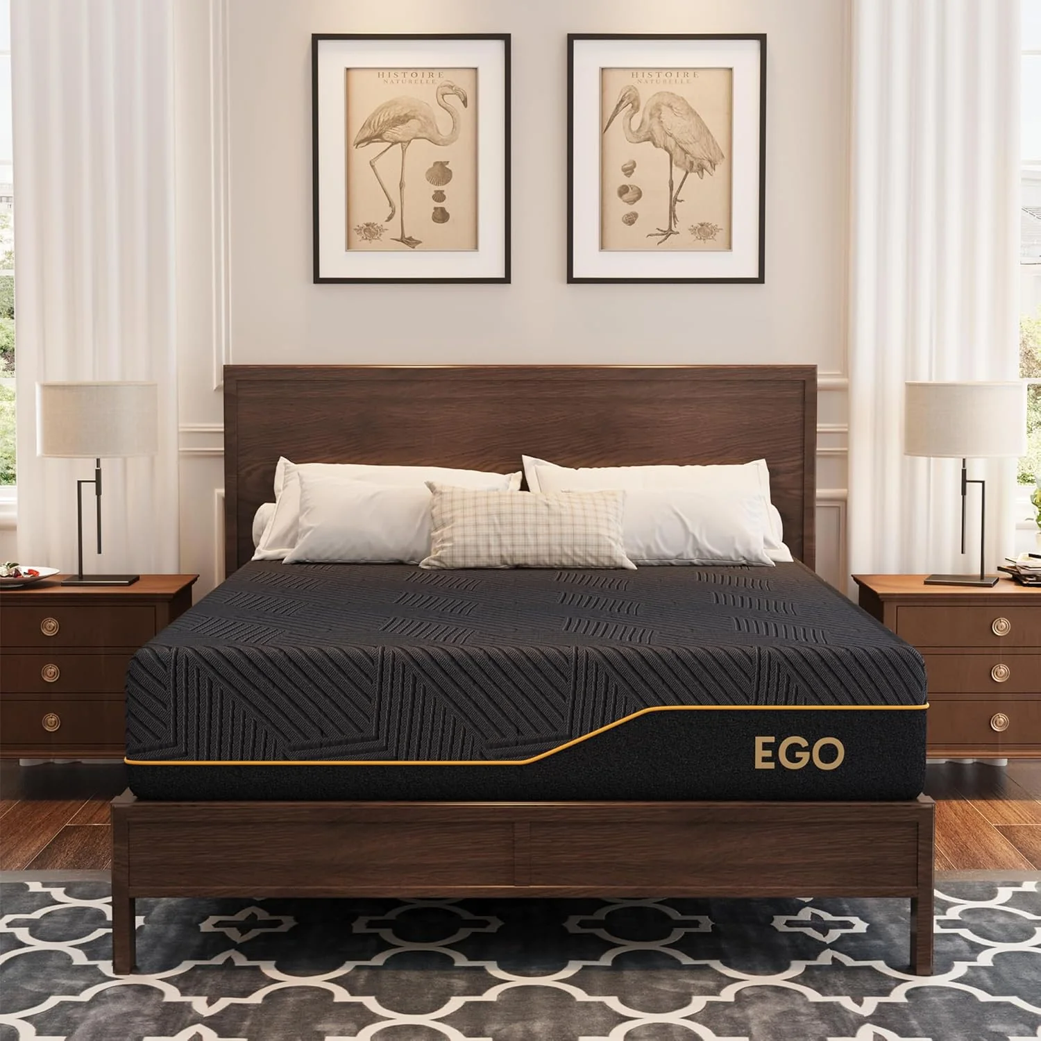 MLILY EGOHOME 14 Inch Queen Memory Foam Mattress for Back Pain, Cooling Copper Gel Bed in a Box, Foam Made in USA, CertiPUR-US Certified, Therapeutic Medium Firm, 60x80x14 Black