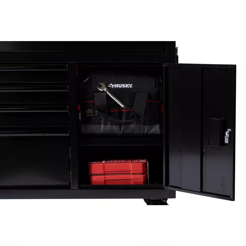 56 IN. W 5-DRAWER 1-DOOR, DEEP TOOL CHEST MOBILE WORKBENCH IN GLOSS GRAY WITH HARDWOOD TOP