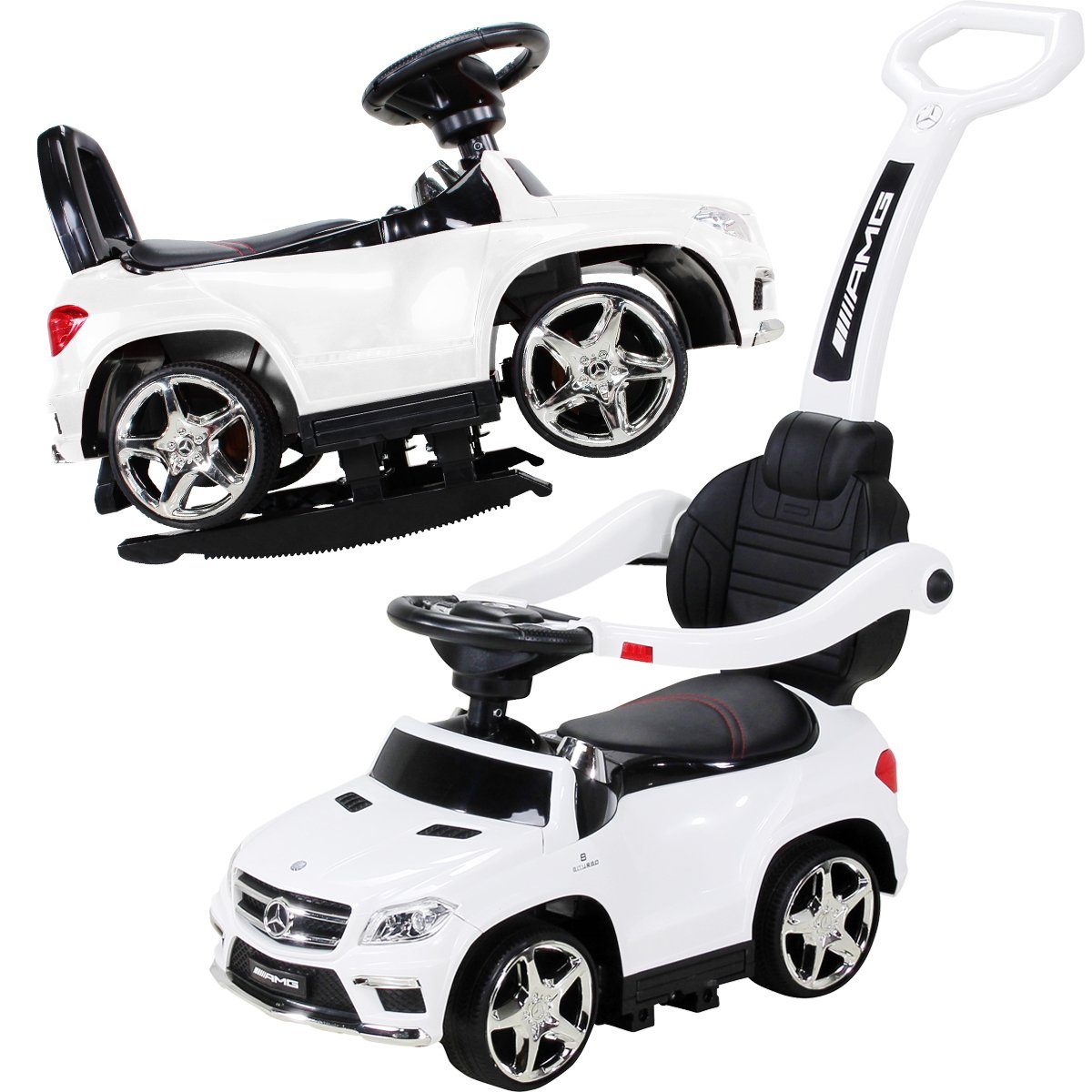 Actionbikes Motors ride-on car Mercedes Benz GL 63 AMG ride-on car incl. push bar, (children's electric car from 1 year old - swing function - running boards, 1-piece, 6V battery - MP3 - Bluetooth - sound module - LED - EVA tires), children's vehicle