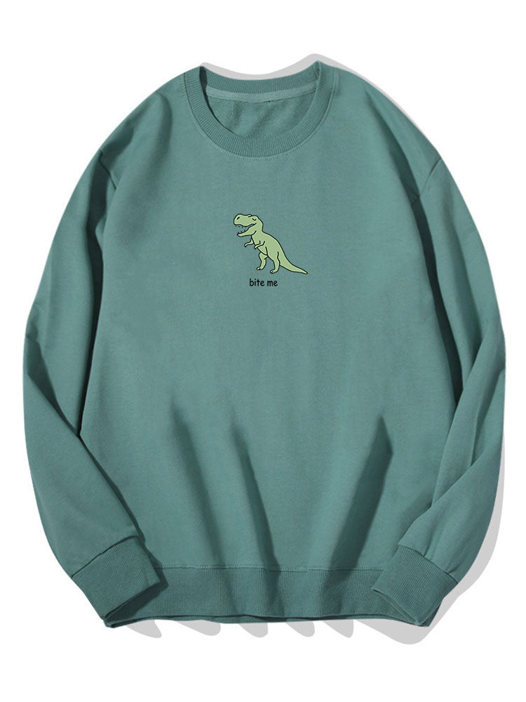 Cute Cartoon Dinosaur Print Cotton Sweatshirt
