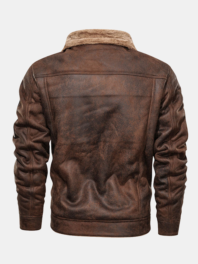 Regular Fit Faux Fur Lined Faux Suede Jacket