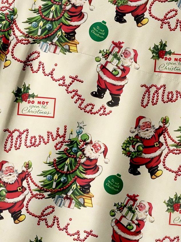 Christmas Chest Pocket Short Sleeves Casual Shirt