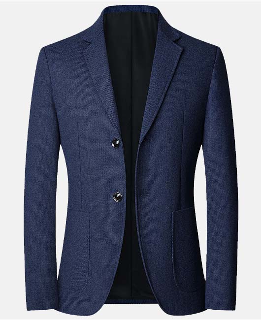 Notch Lapel Single Breasted Utility Pockets Texture Pattern Blazer