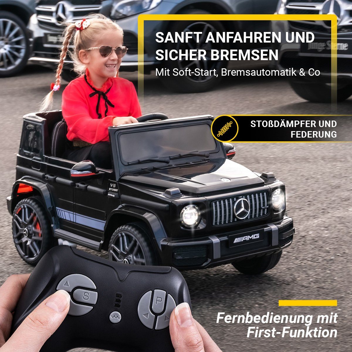 Actionbikes Motors electric children's car Mercedes Benz AMG G63 - children's electric car from 3 years, load capacity 35 kg, (2-piece), soft start - shock absorber