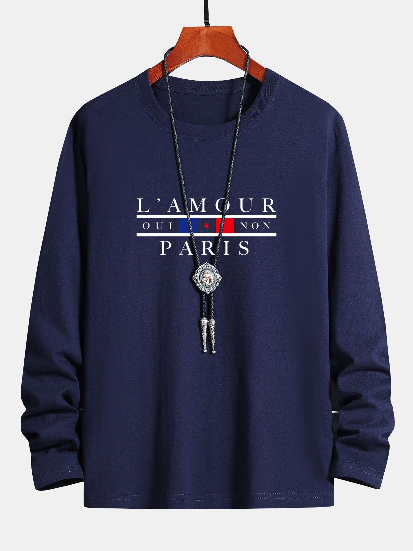 Long Sleeve Paris Slogan Print Cotton T-Shirt
