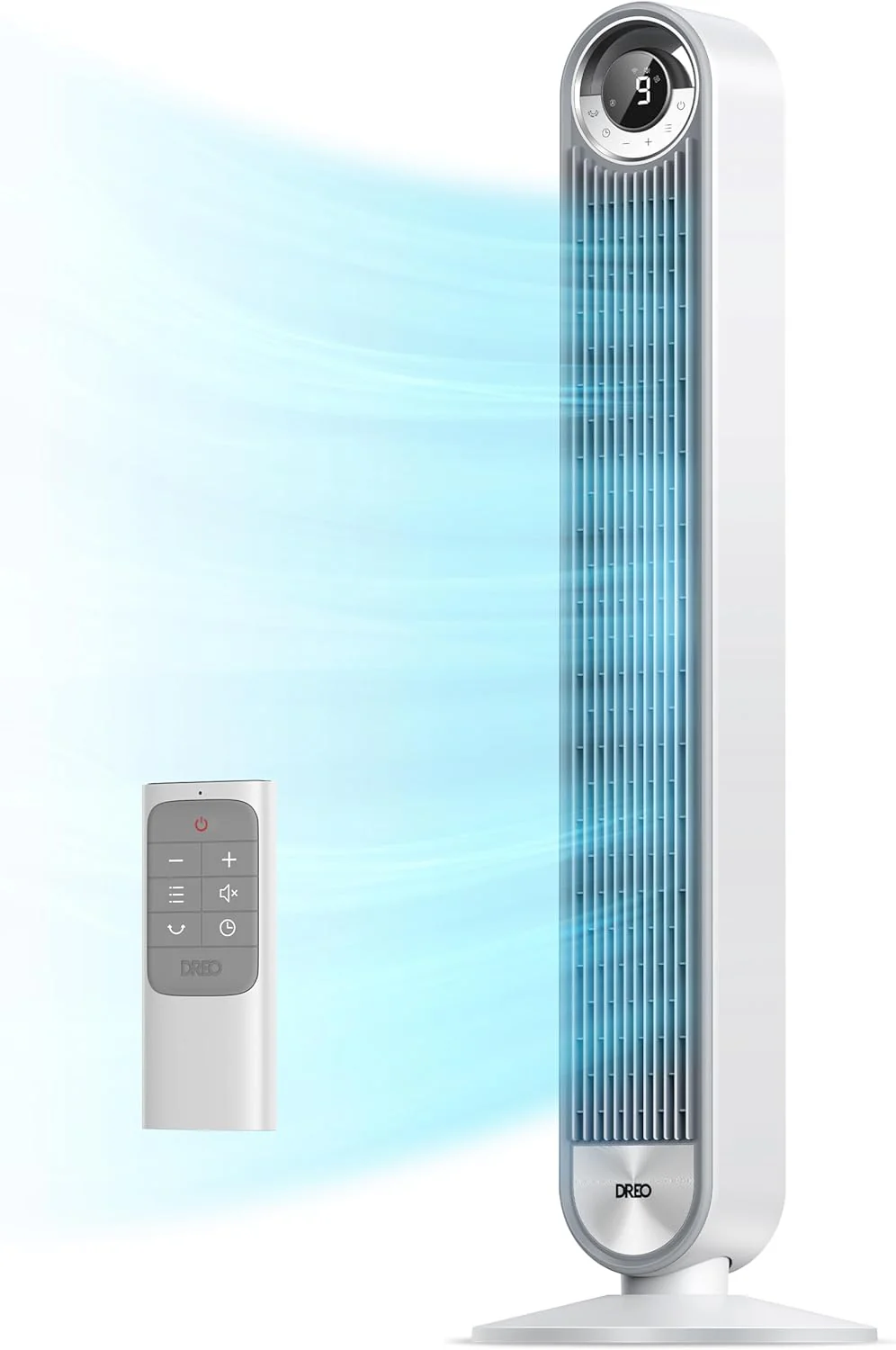 DREO Tower Fan for Bedroom, 90° Oscillating Standing Fan with 28ft/s Velocity, 20dB Quiet for Sleep, DC Motor, 9 Speeds, 4 Modes, 12H Timer, Voice & APP & Remote Control, 42