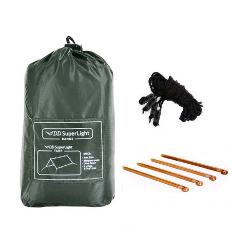 DD Hammocks Superlight Tarp 3x2.9 - Verde oliva - Toldo Bushcraft