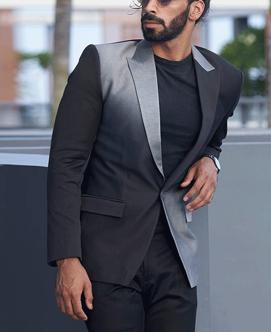 Fashion Ombre Print Lapel Collar One Button Blazer